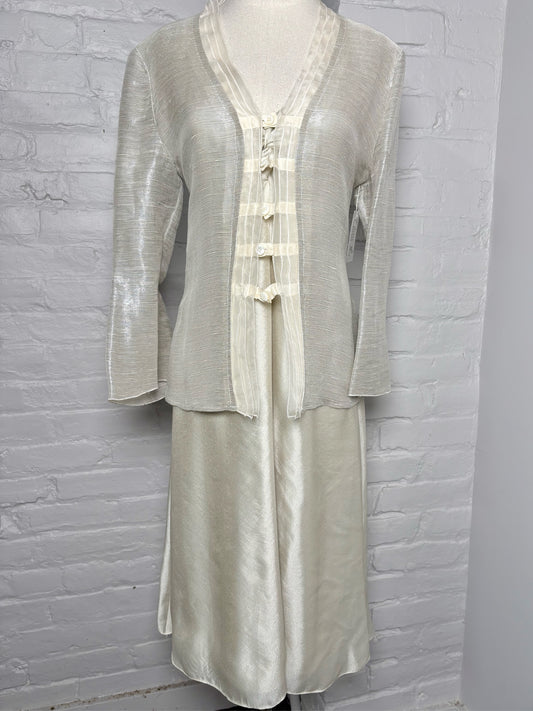 Women Size 8 Armani Collection Bone Iridescent Dress Jacket
