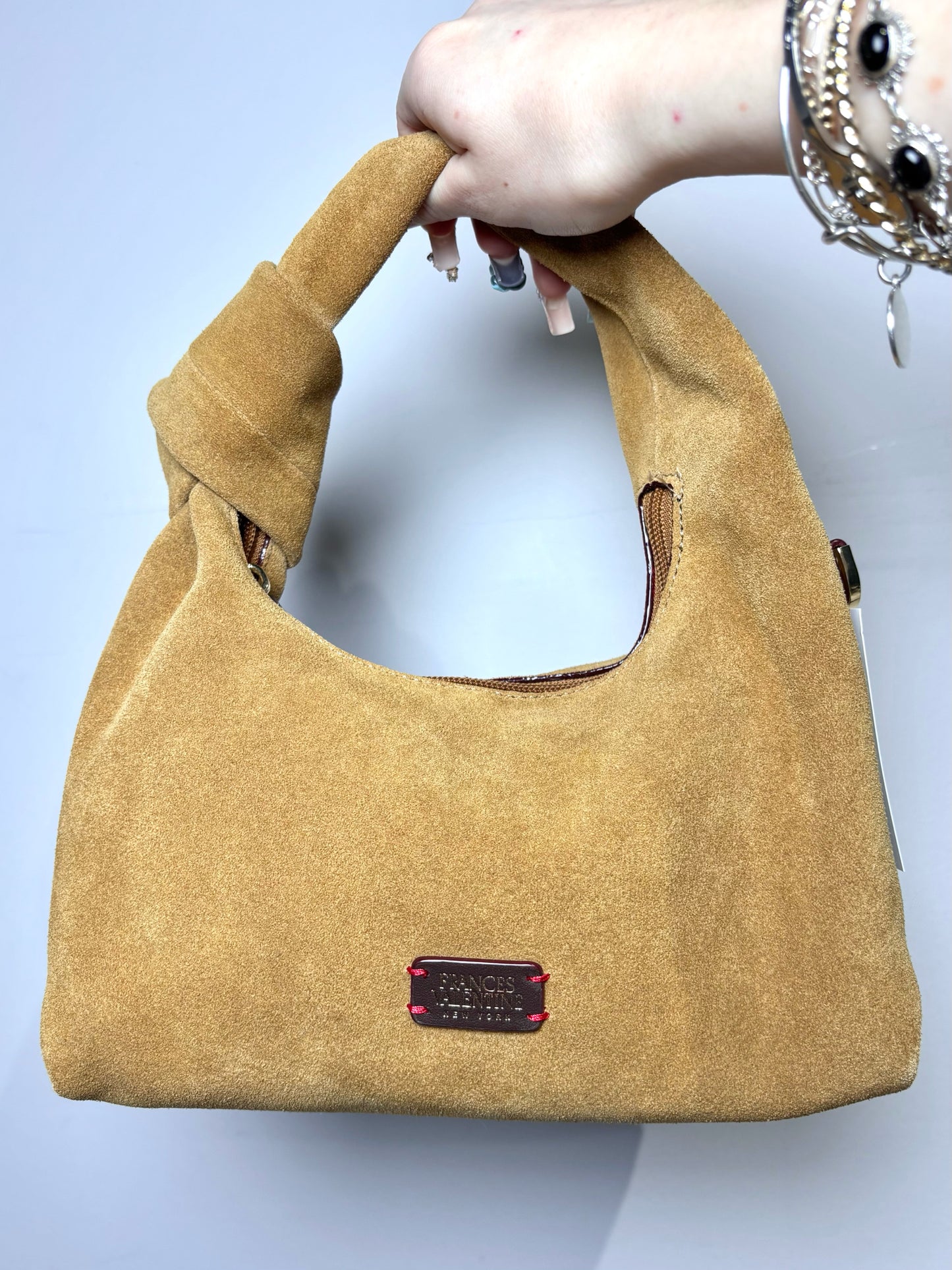 Suede Frances Valentin Tinsley Mini Hobo Knot  Bag