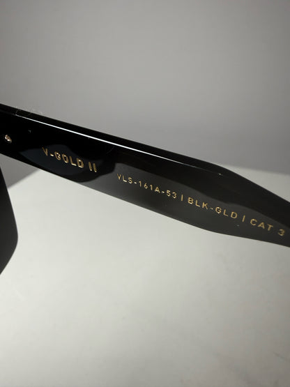 Valentino Garavani V Gold II Sunglasses Women's Pre-owned Black Acetate