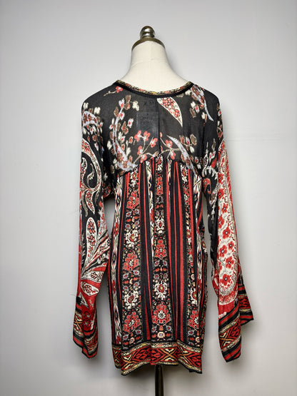 Women Size 2 Isabel Etoile Marant Red, Black Multi-Print 100% Viscose Blouse