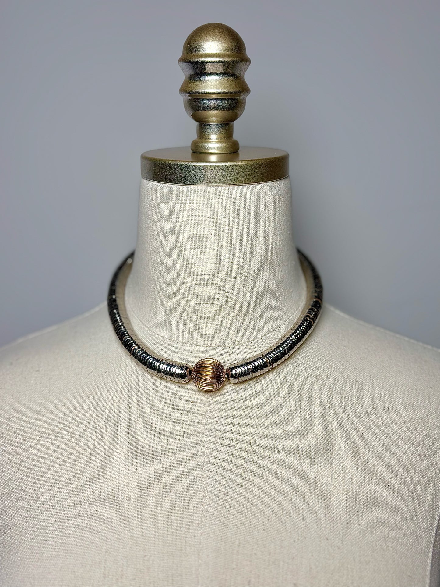 Yves Saint Laurent Sterling Silver Serpentine Chain, Ball Vintage Pre-owned Necklace