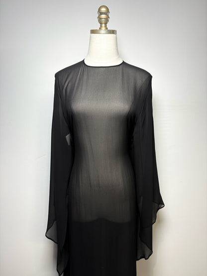 Women Size 40 Maison Margiela Black Sheer Pure Silk Vintage Pre-owned Dress