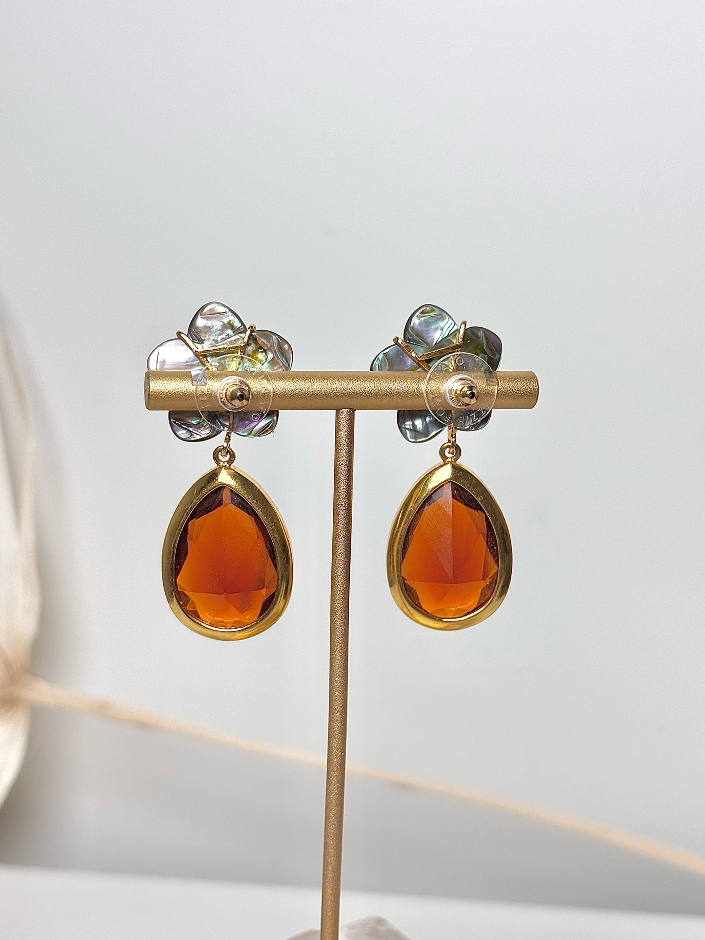 Lizzie Fortunato Garnet Stone 10K Gold Plated Earrings