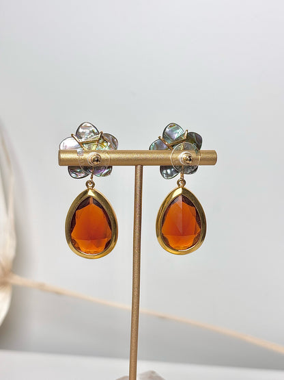 Lizzie Fortunato Garnet Stone 10K Gold Plated Earrings