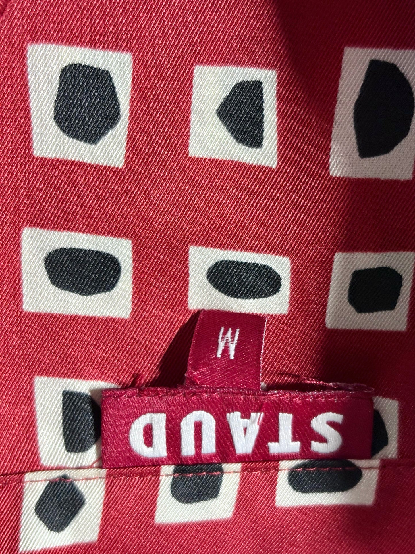 Women Size M Staud Red, Black, White Print Women's 100% Polyester Blouse