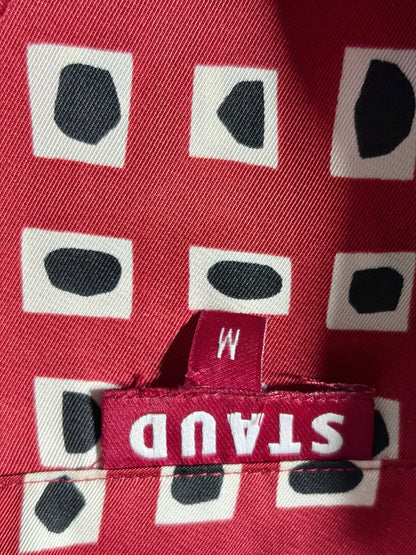 Women Size M Staud Red, Black, White Print Women's 100% Polyester Blouse