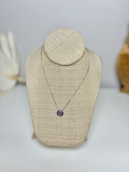John Hardy Pave Amethyst Stones Sterling Silver Pendant 18" Necklace