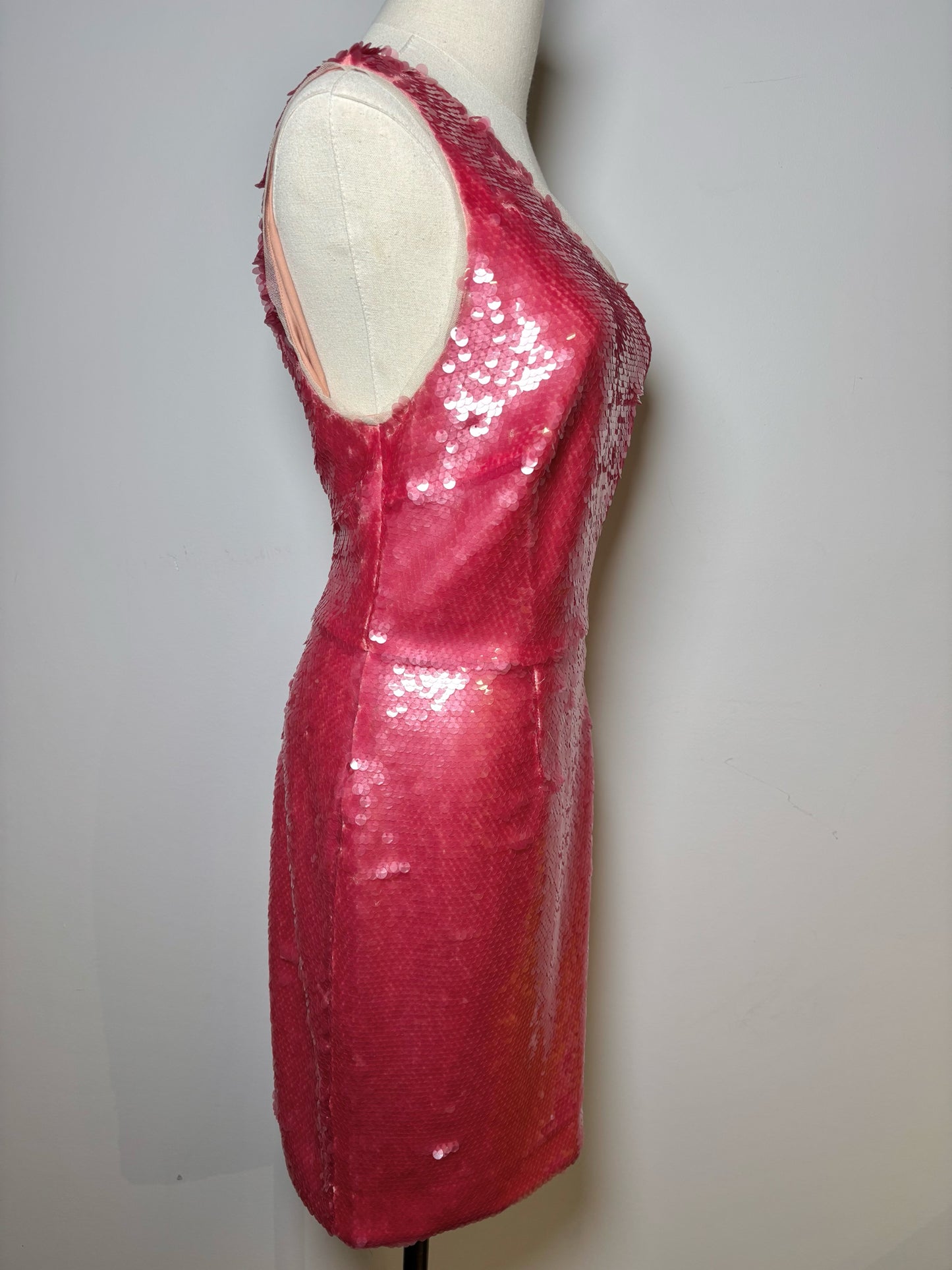 Women Size L Haney Pink Sequins NWT Cocktail Knee Length Dress