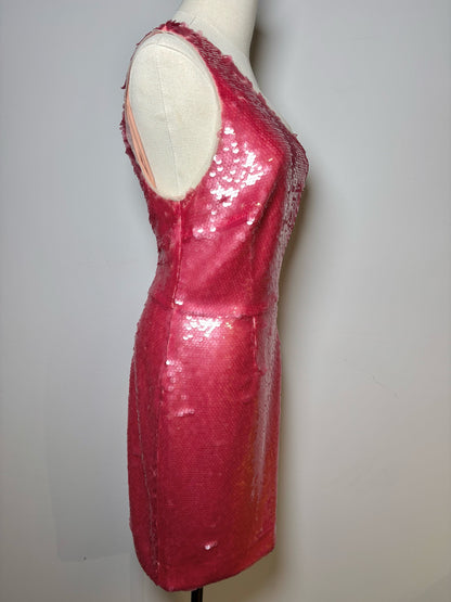 Women Size L Haney Pink Sequins NWT Cocktail Knee Length Dress