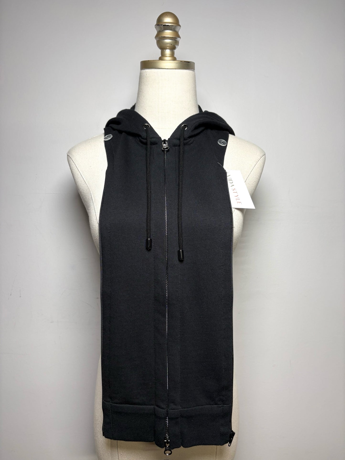 Women's One Size Veronica Beard Black Pure Cotton Hooded Pre-Owned Dickey Insert