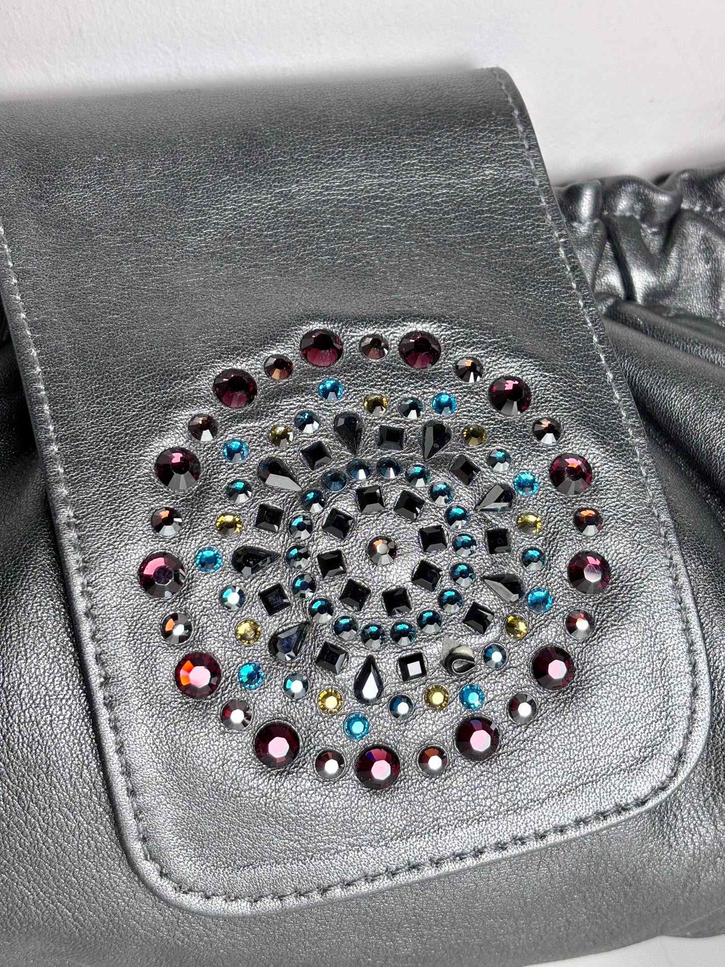 M. Andonia Solid Leather Pre-owned Charcoal Clutch/Evening Bag