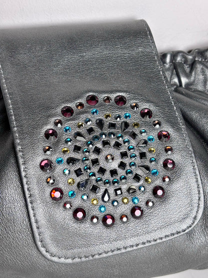 M. Andonia Solid Leather Pre-owned Charcoal Clutch/Evening Bag
