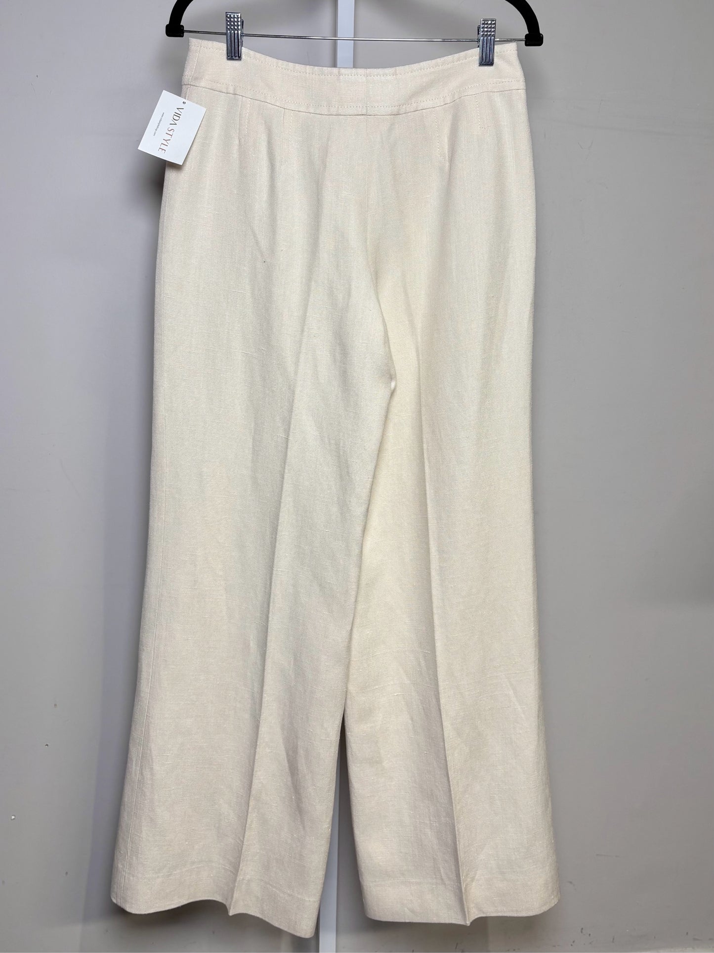 Women Size 36 (2) Escada Cream Solid Women's Silk, Linen Blend Pre-owned Pants