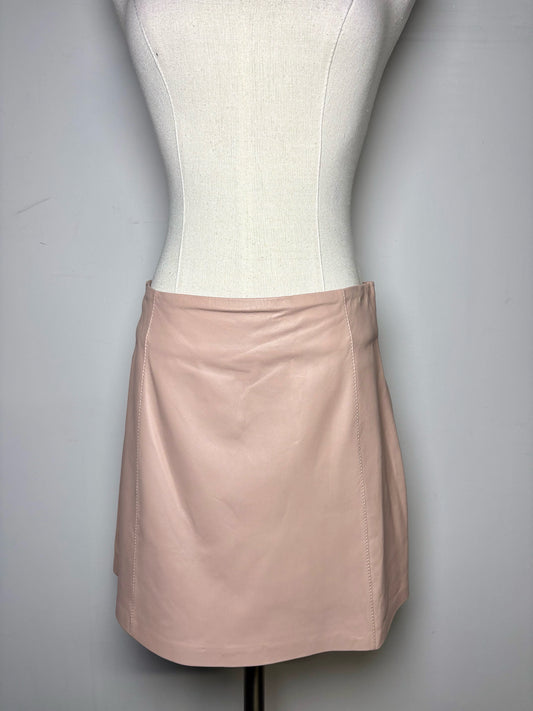 Women Size S Alexander Wang Dusty Pink Solid Leather Pre-owned Skirt