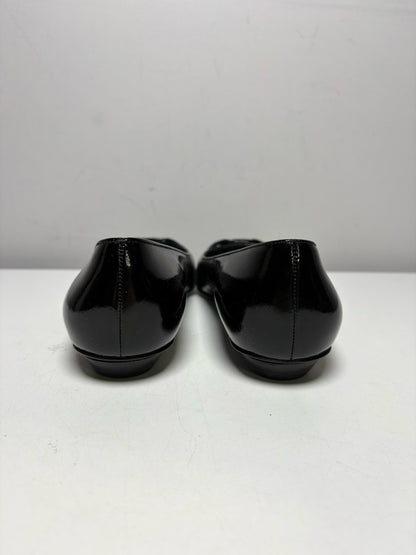 Women Shoe Size 7.5 Salvatore Ferragamo Black Patent Leather Calf Vintage Pre-Owned Crinoline Ballet Flats