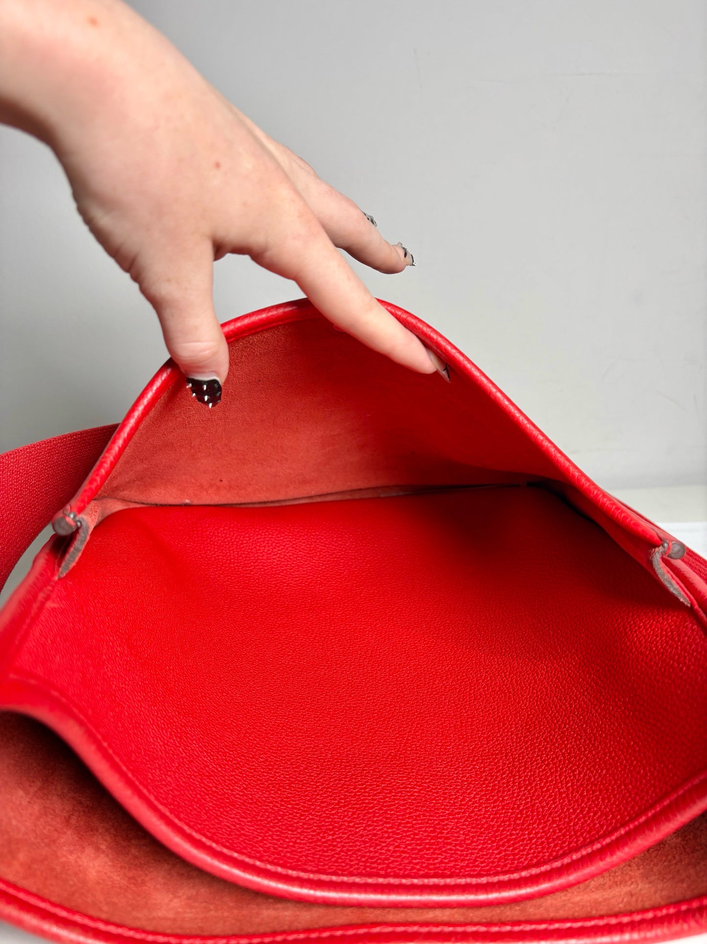 Hermes Evelyne III PM Clemence 2019 Leather Pre-owned Rouge Casaque Purse