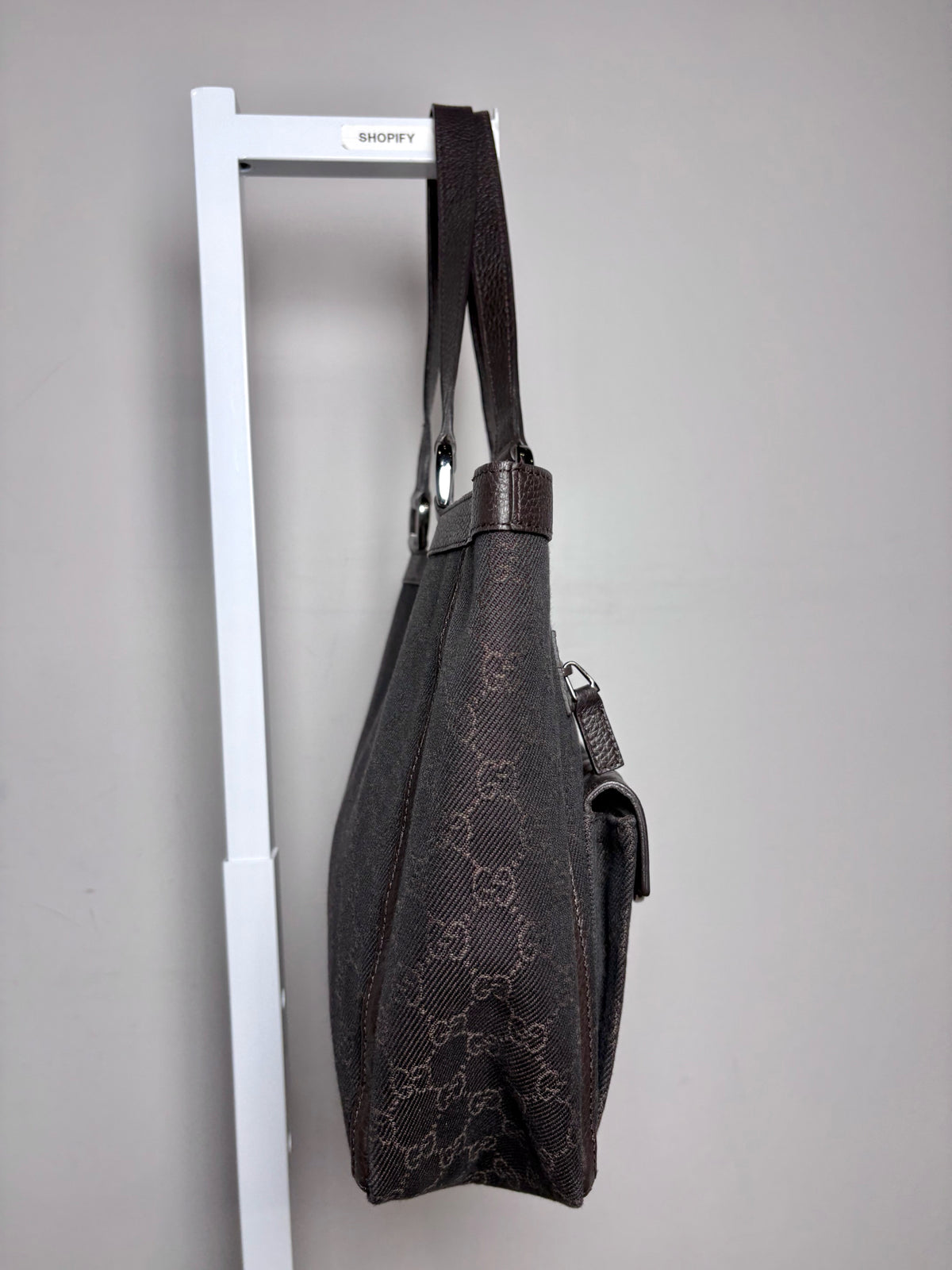 Women's Gucci GG Pocket Monogram Vintage Nylon, Leather Pre-owned Tote