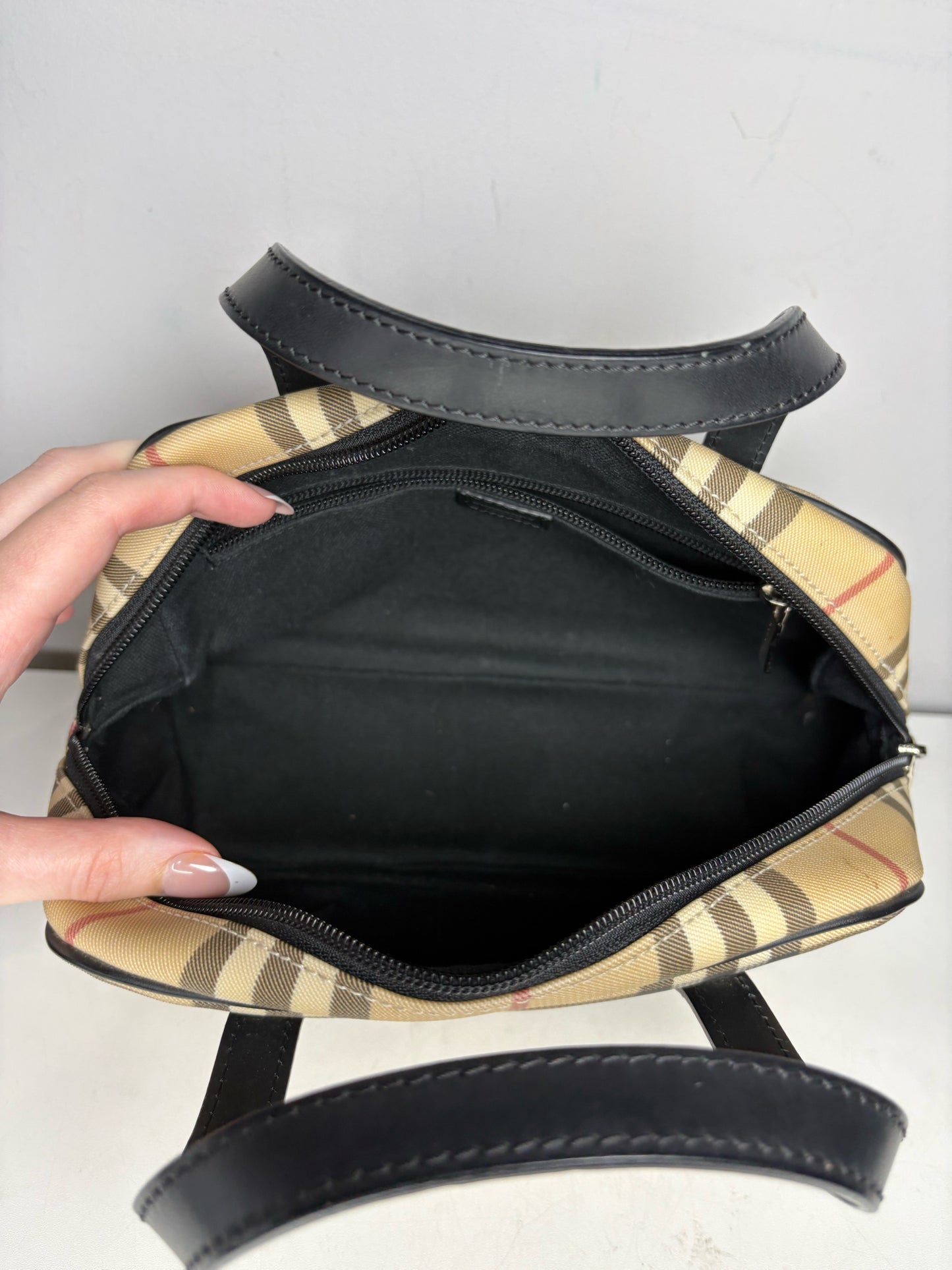 Women's Burberry Nova Check Coated Canvas  Pre-owned Bowler Bag