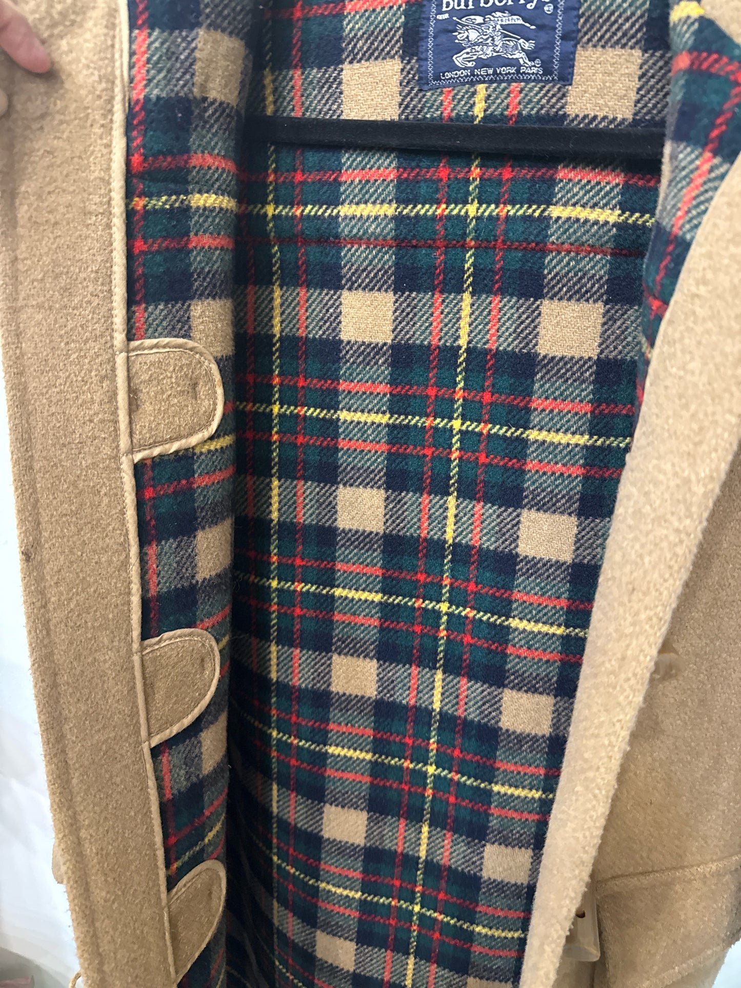 Burberrys' Camel Wool Solid Men's Vintage Size S Hood Coat