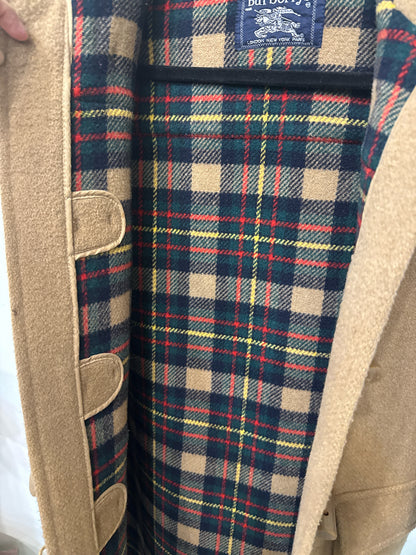 Burberrys' Camel Wool Solid Men's Vintage Size S Hood Coat