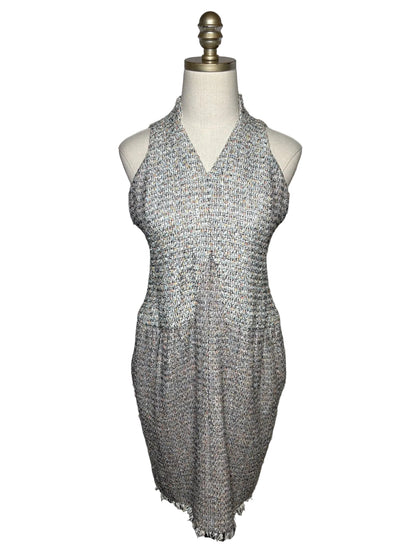 Cream and multi-color tweed dress