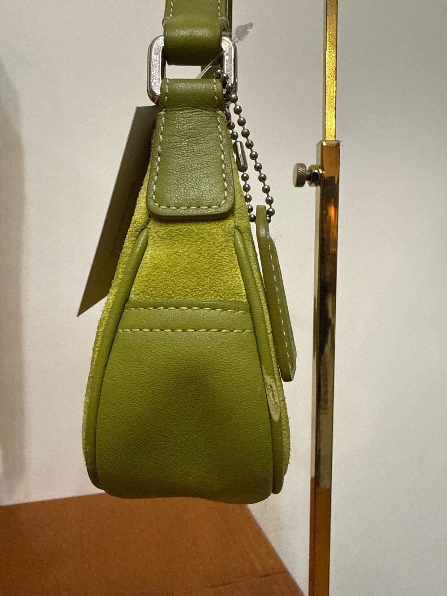 Vintage Coach Chartreuse Leather Baguette Demi K30-7558 Pre-owned Y2K Shoulder Purse