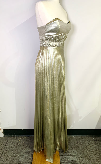 Women Size 4 Nicole Miller Collection Gold Pleats Dress