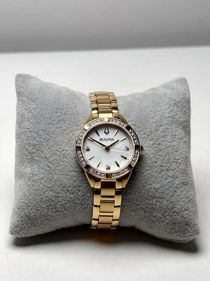 Bulova Gold-tone Stainless Steel Diamonds Pre-owned Watch