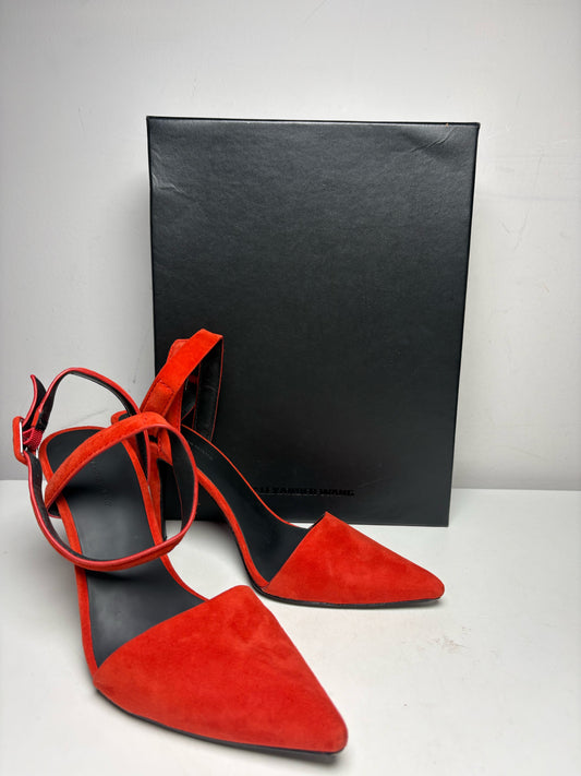 Women's Shoe Size 37.5 Alexander Wang Lovisa Red Suede Pre-Owned Pointed Toe Heels