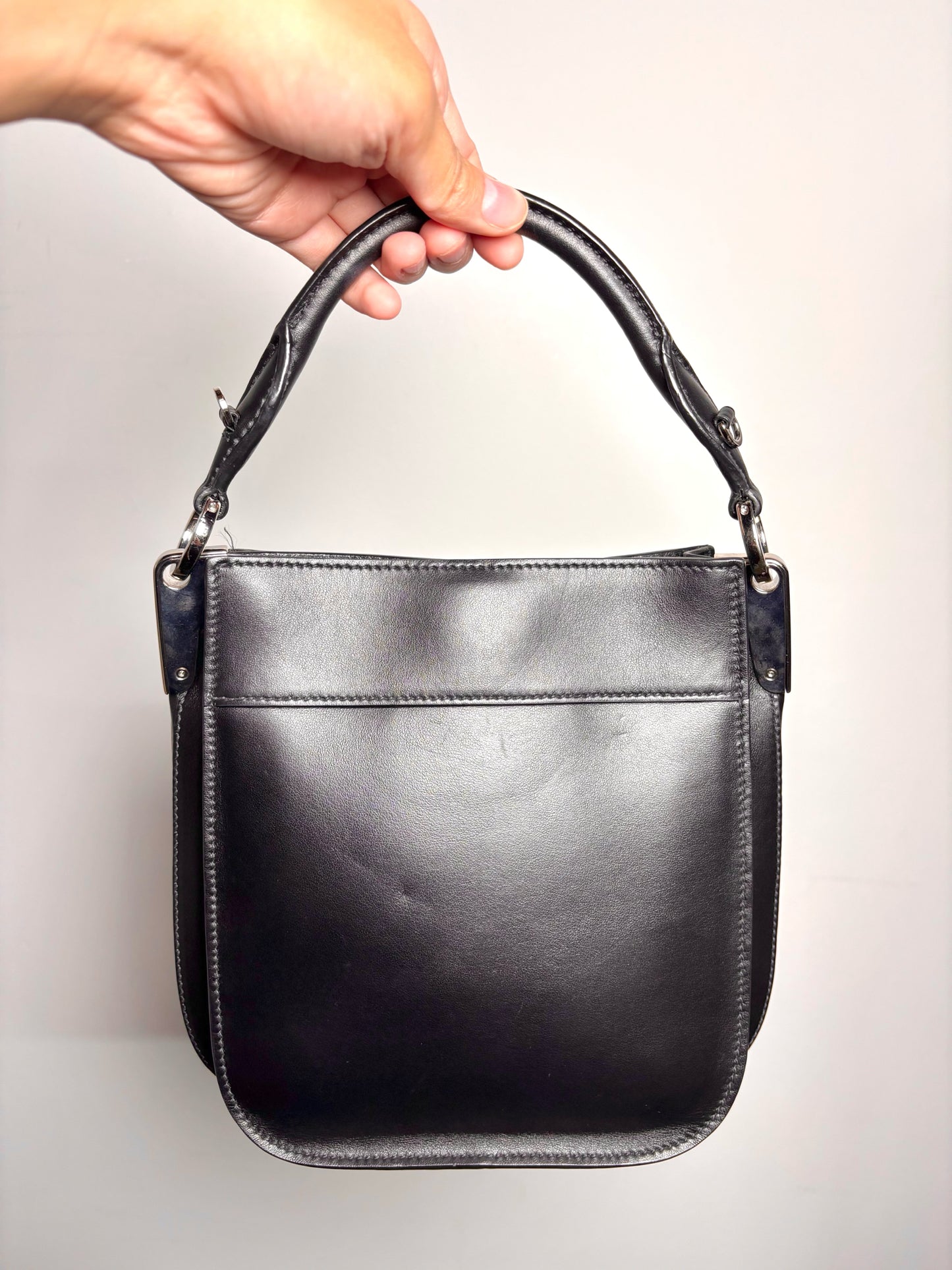Prada Solid Leather Black City Calf Leather Margit Purse