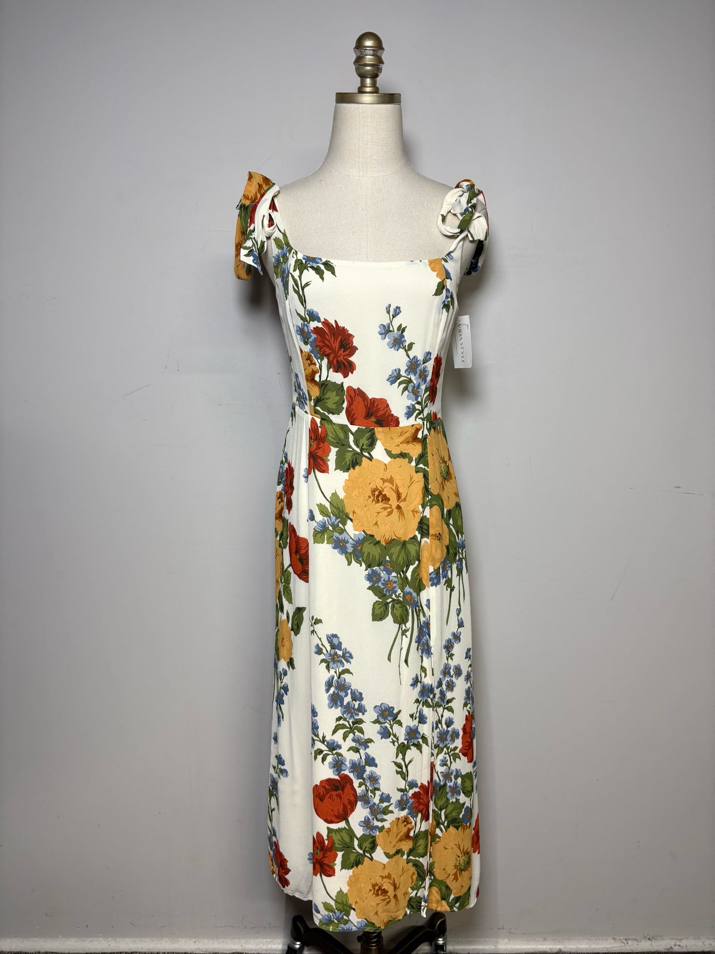 Women's Size 6 O.P.T Cream Neutral Floral Print Pure Viscose Pre-Owned Sundress