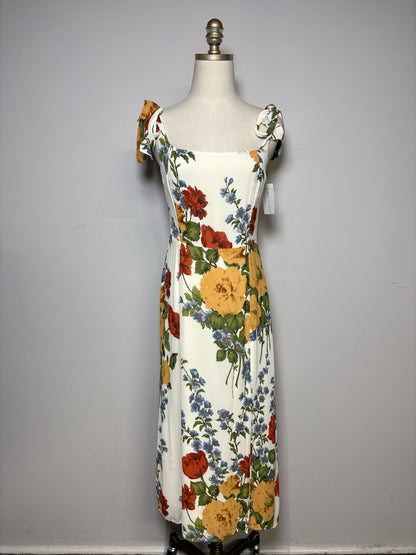 Women's Size 6 O.P.T Cream Neutral Floral Print Pure Viscose Pre-Owned Sundress