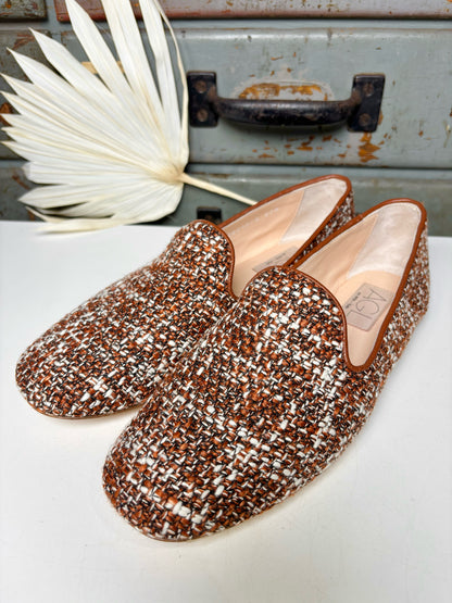 W Shoe Size 37.5 (7 US) AGL Rust Orange Fabric Loafers