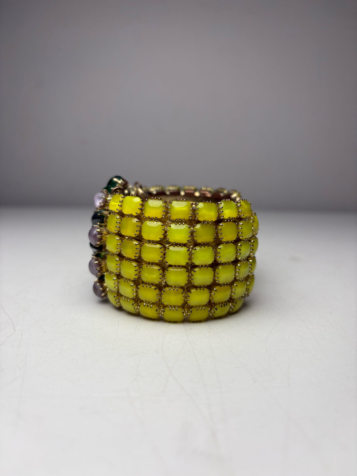 Women's Authentic Rodrigo Otazu Multicolor Gemstone Swarovski Vintage Pre-Owned Hinged Bracelet