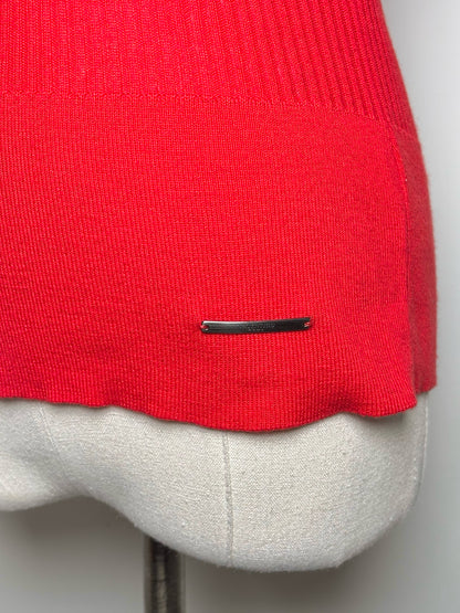 Women Size 44 (10, US) Valentino Red Solid Cotton, Acrylic Sweater