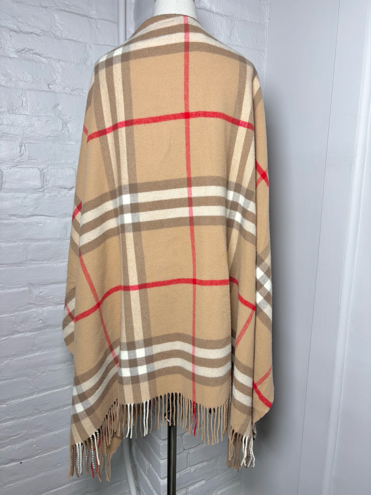 Burberry Cashmere-Wool Blend Check Cape