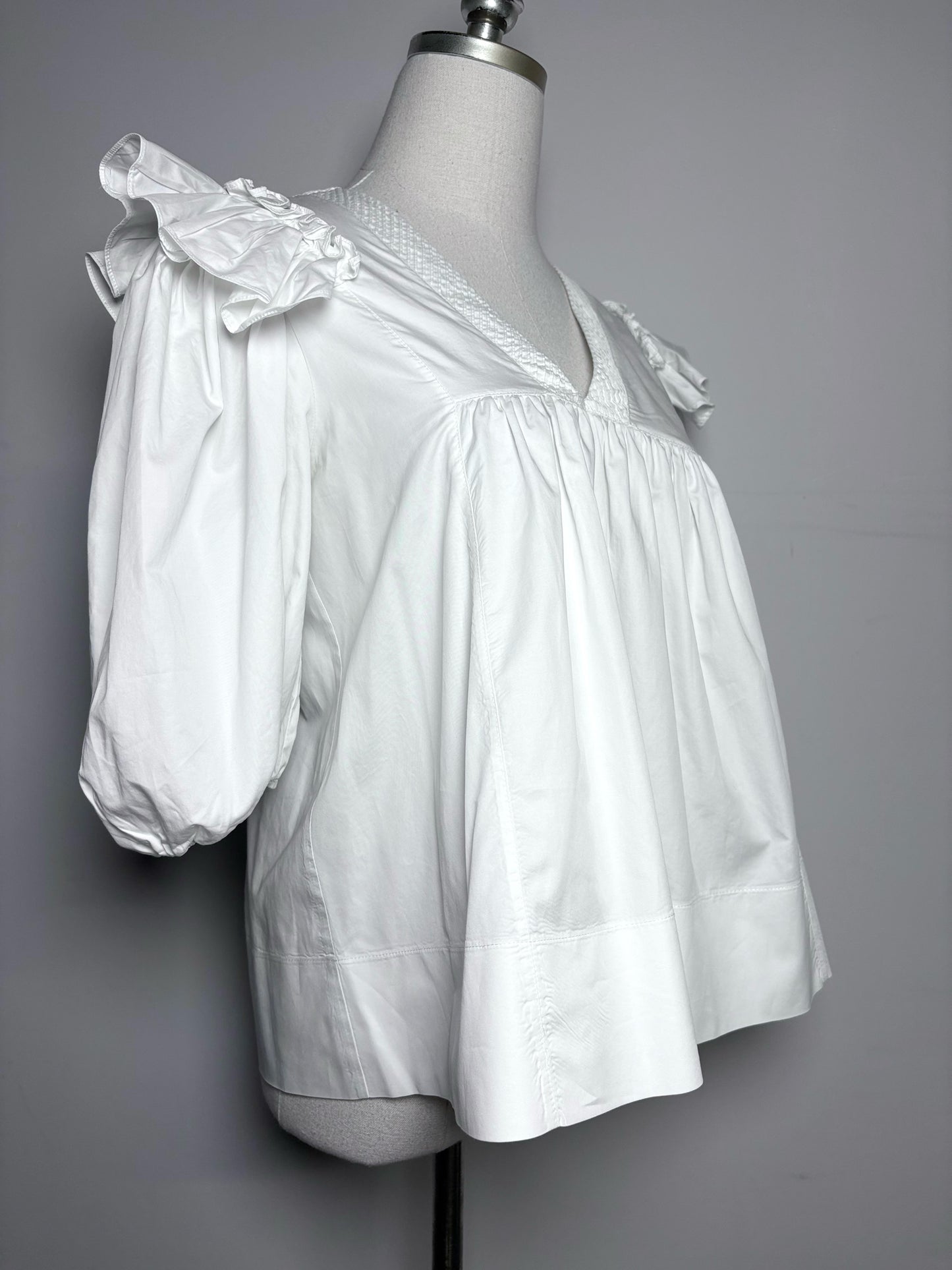 Women Size 36 Long Von Siga White White Stripes 100% Cotton Pre-owned Top