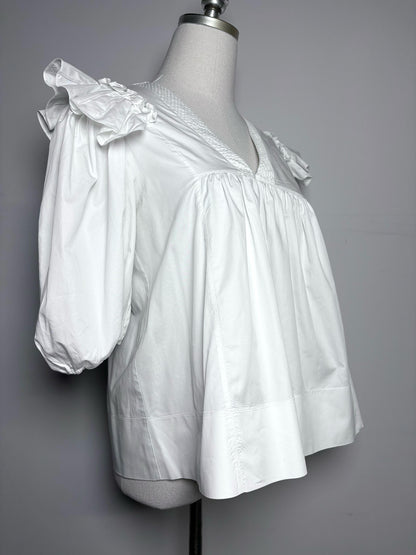 Women Size 36 Long Von Siga White White Stripes 100% Cotton Pre-owned Top