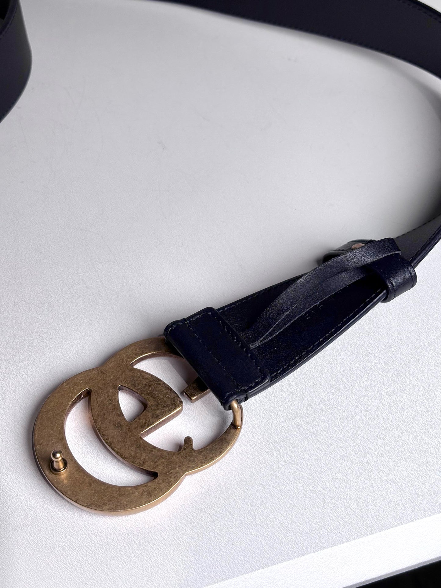 Gucci GG Marmont 85-34 Wide Black Leather Belt