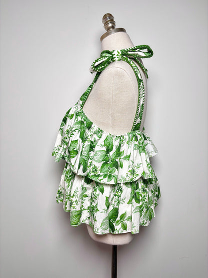 Women Size S Tuckernuck Green Leaves Pre-owned Top