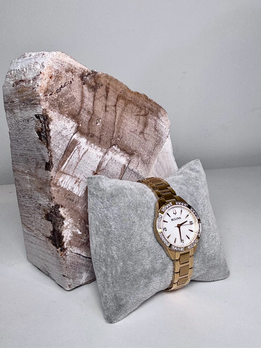 Bulova Gold-tone Stainless Steel Diamonds Pre-owned Watch