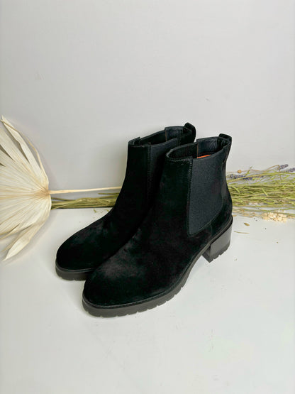 W Shoe Size 39 Santoni Black Leather Suede Ankle Slip on Boots