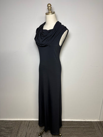 Women's Size S Issey Miyake Black Cowl Neck Rare Vintage 1990s Pre-Owned Floor-Length Dress