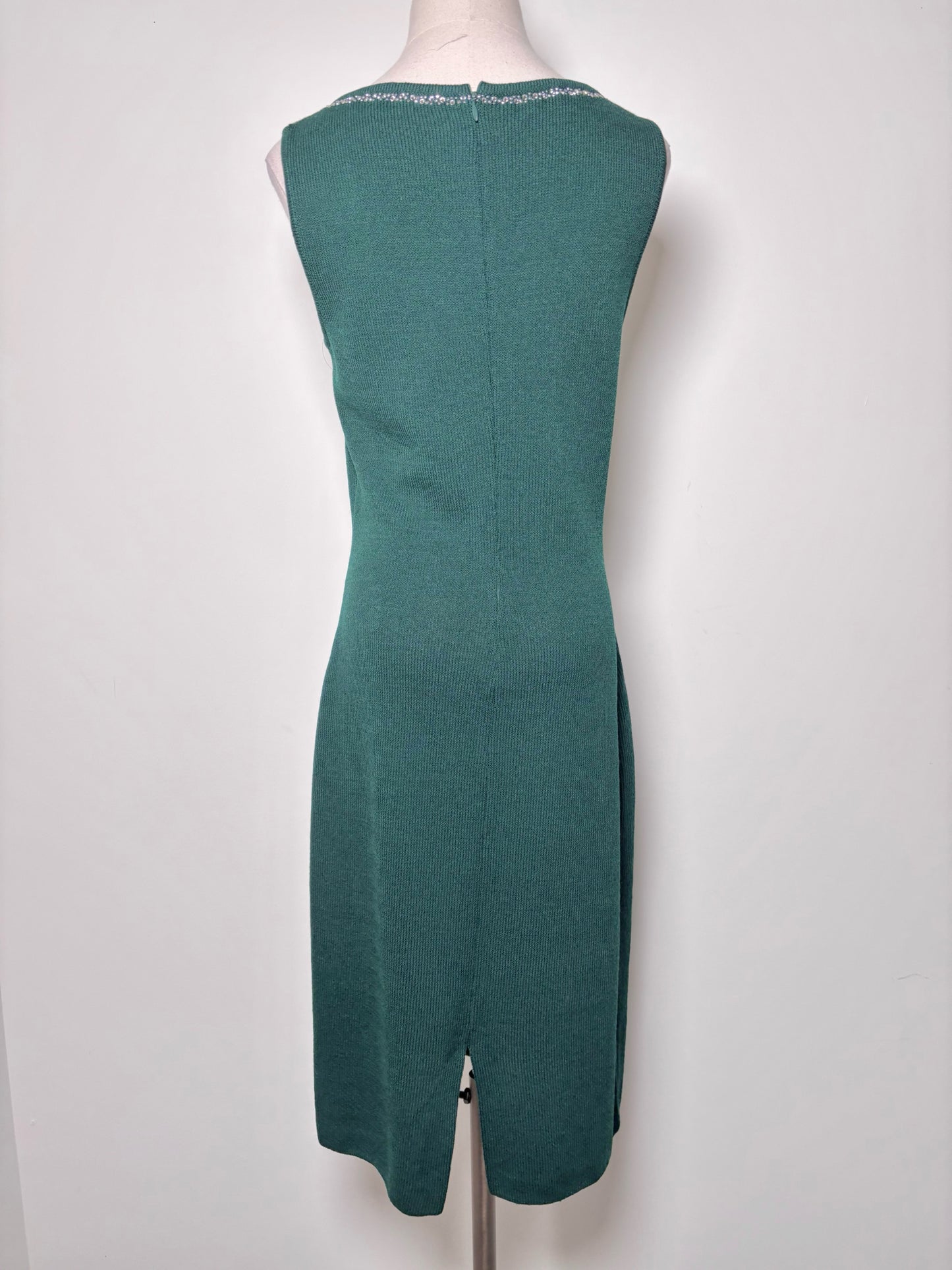 Women Size 4 St. John Evening Green Solid Wool, Rayon Dress