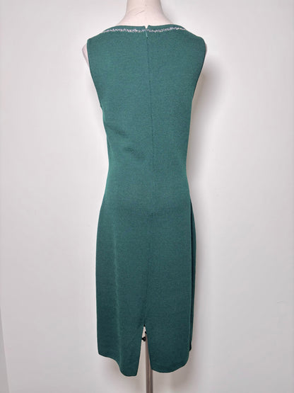 Women Size 4 St. John Evening Green Solid Wool, Rayon Dress