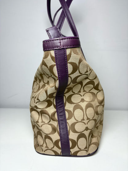 Coach Leather Trim Pre-owned Logo Canvas, Leather Tote Bag