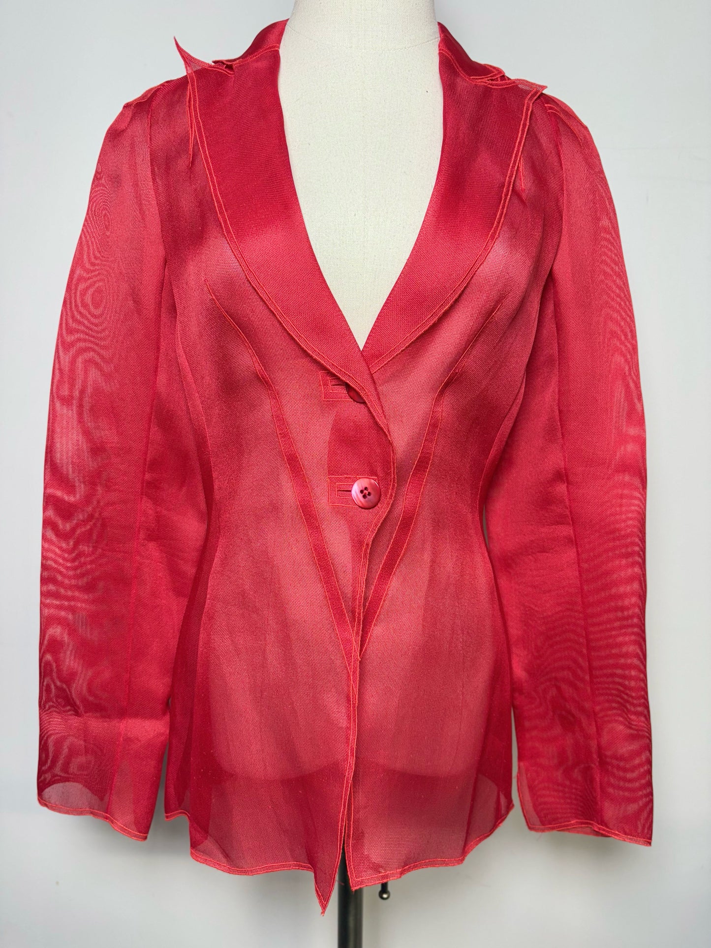 Women Size S Richard Tyler Collection Red Mesh Unknown Vintage Jacket