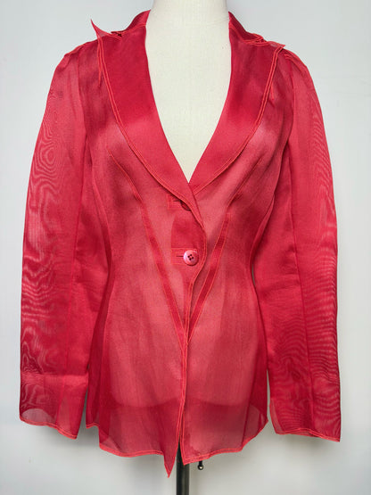Women Size S Richard Tyler Collection Red Mesh Unknown Vintage Jacket
