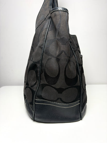 Women's Coach Ergo Signature 10767 Black Monogram Canvas Vintage Rare Pre-Owned Large Tote