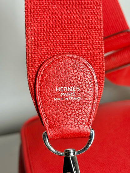 Hermes Evelyne III PM Clemence 2019 Leather Pre-owned Rouge Casaque Purse